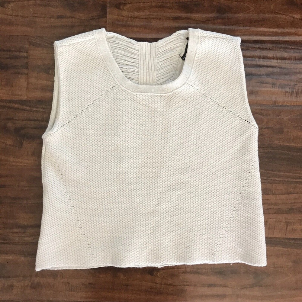 Dolce Vita Crew Neck Knit Sweater Sleeveless Ivory Women's Size M